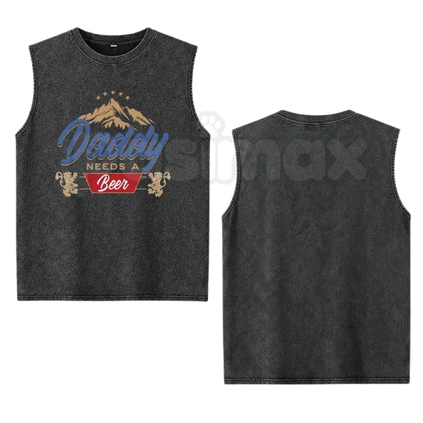 Men's Daddy Needs A Beer Tank Top – Retro Funny Drinking Graphic Sleeveless Shirt, Vintage Washed Lightweight Cotton Summer Top