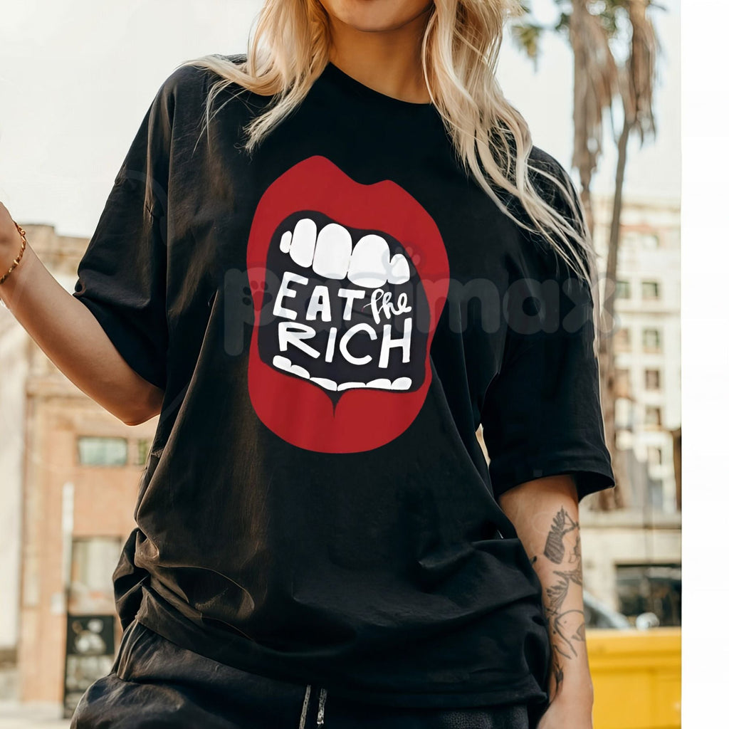 Pasimax "Eat The Rich" Graphic T-Shirt - Anti-Capitalist Protest Tee, Funny Subversive Streetwear Shirt, Sarcastic Political 