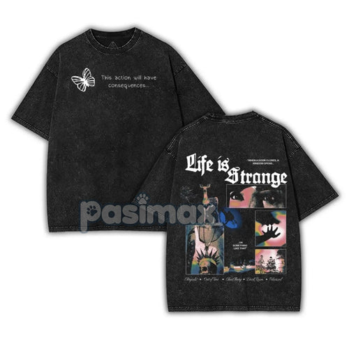 Life is Strange Washed T-Shirt – 2-Sided Vintage Retro Gaming Graphic Tee