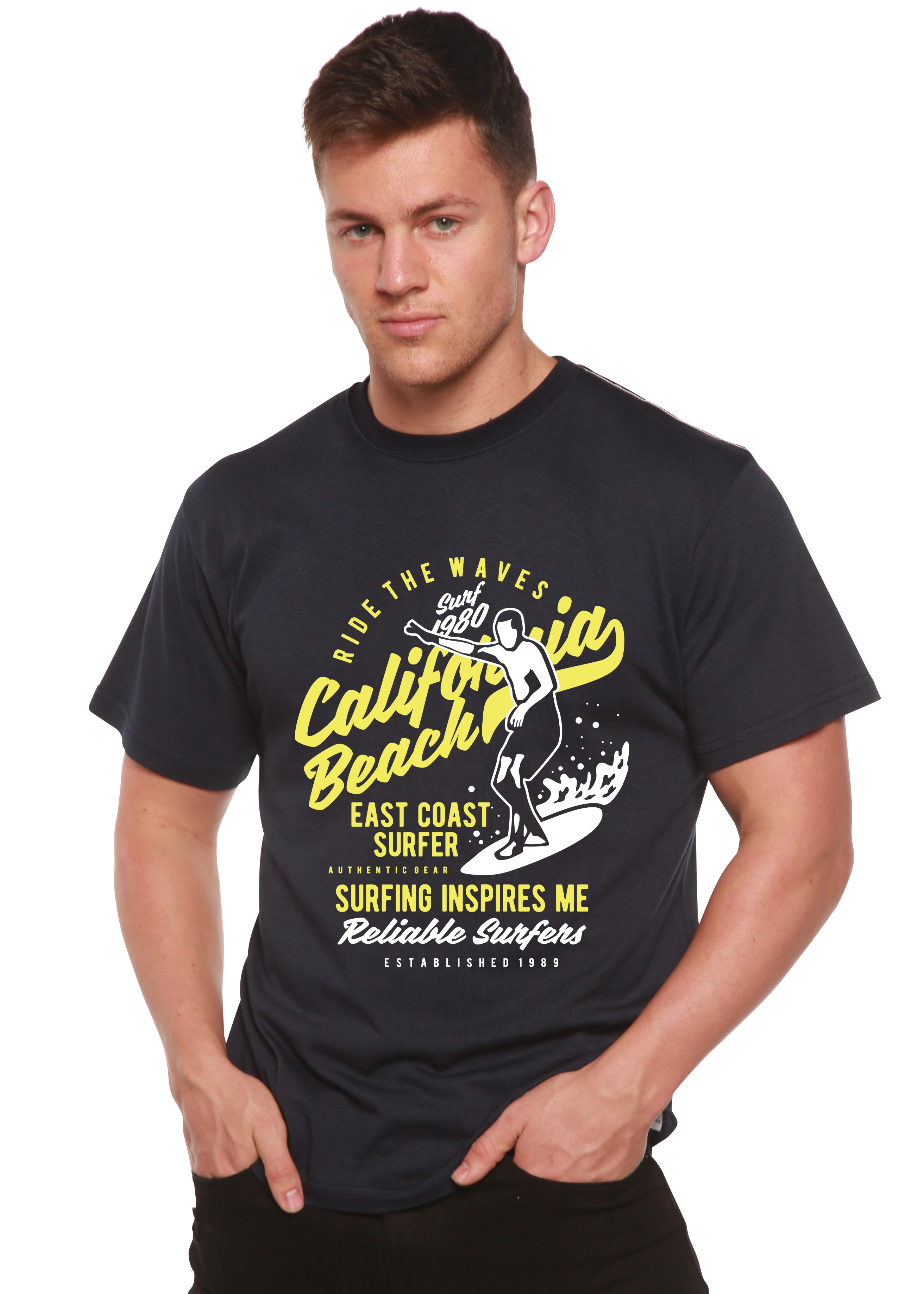 Spun Bamboo Ride The Waves Spun Bamboo® Men's Bamboo Viscose/Organic Cotton Short Sleeve Graphic T-Shirt — lifestyle context