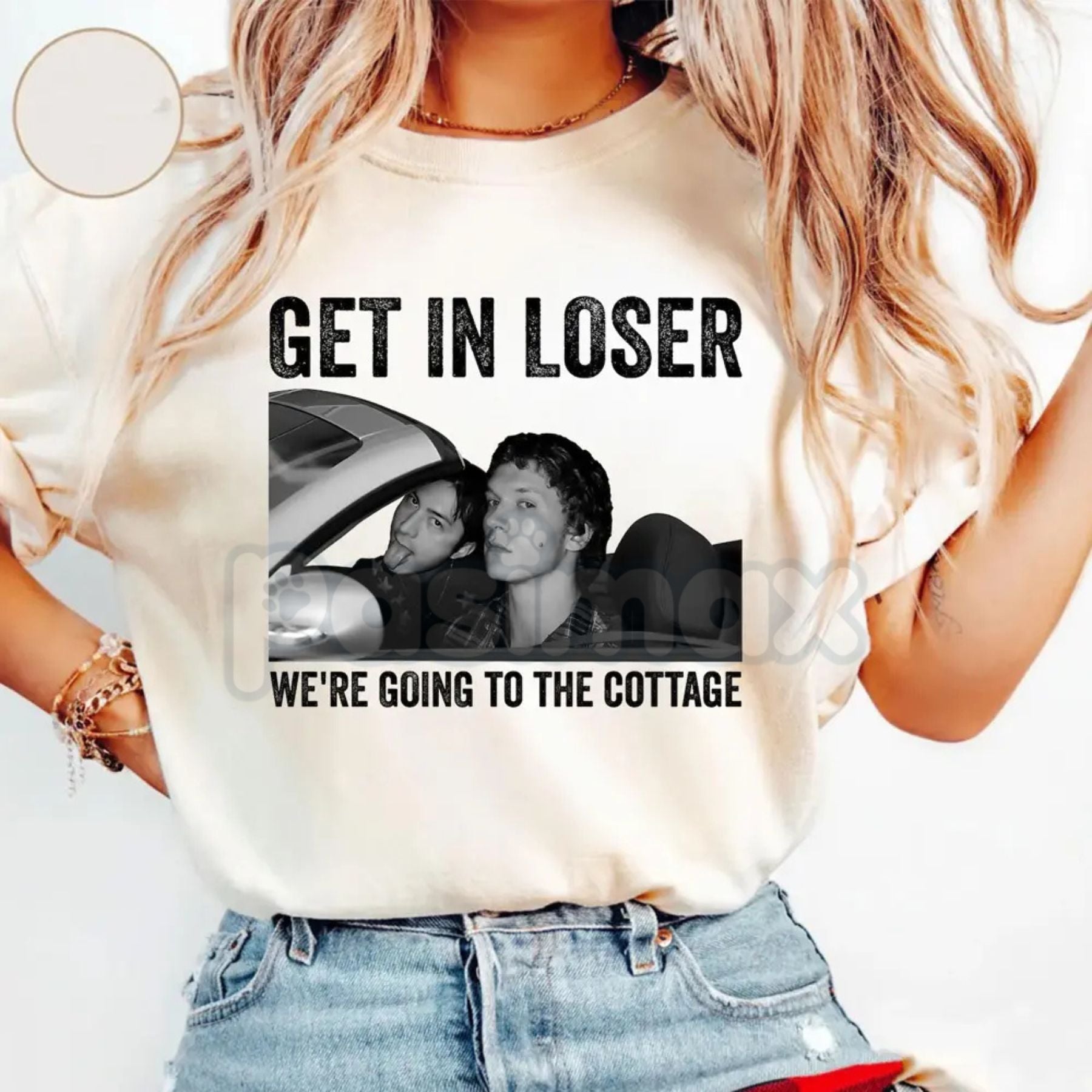 Pasimax "Get In Loser We're Going To The Cottage" T-Shirt - Funny Weekend Getaway Graphic Tee, Cabin Life Aesthetic Apparel, 