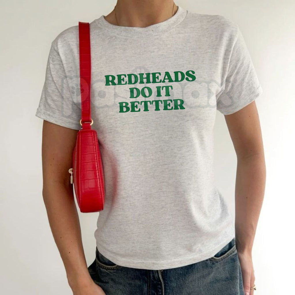 Pasimax "Redheads Do It Better" Baby Tee - Sassy Red Hair Pride Graphic Top, Y2K Style Gingers Rule Crop Tee, Premium 100% Co