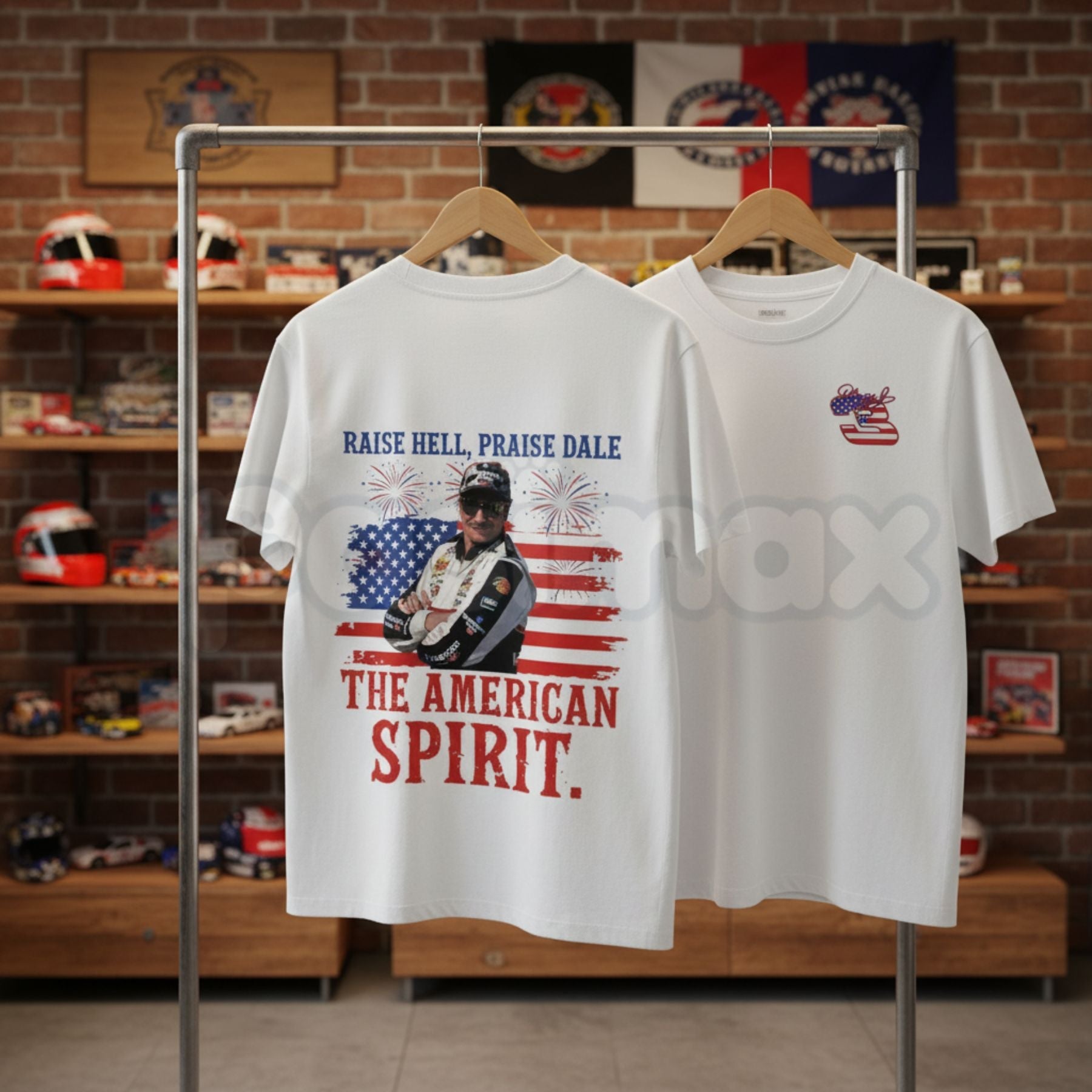 Dale Earnhardt #3 "Raise Hell, Praise Dale" T-Shirt – 2-Sided American Spirit Racing Tee, Premium 100% Cotton 4th of July Middle Finger Top, Soft Lived-In Heavyweight NASCAR Fan Shirt, Made in USA