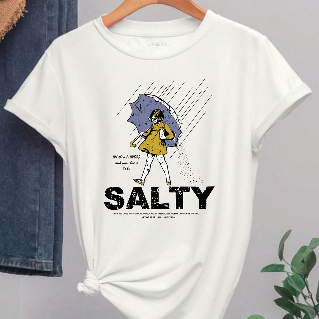 Pasimax Women's Retro Salty Girl Shirt - Casual Summer Gift Tee, Vintage Beach Apparel — detail close-up