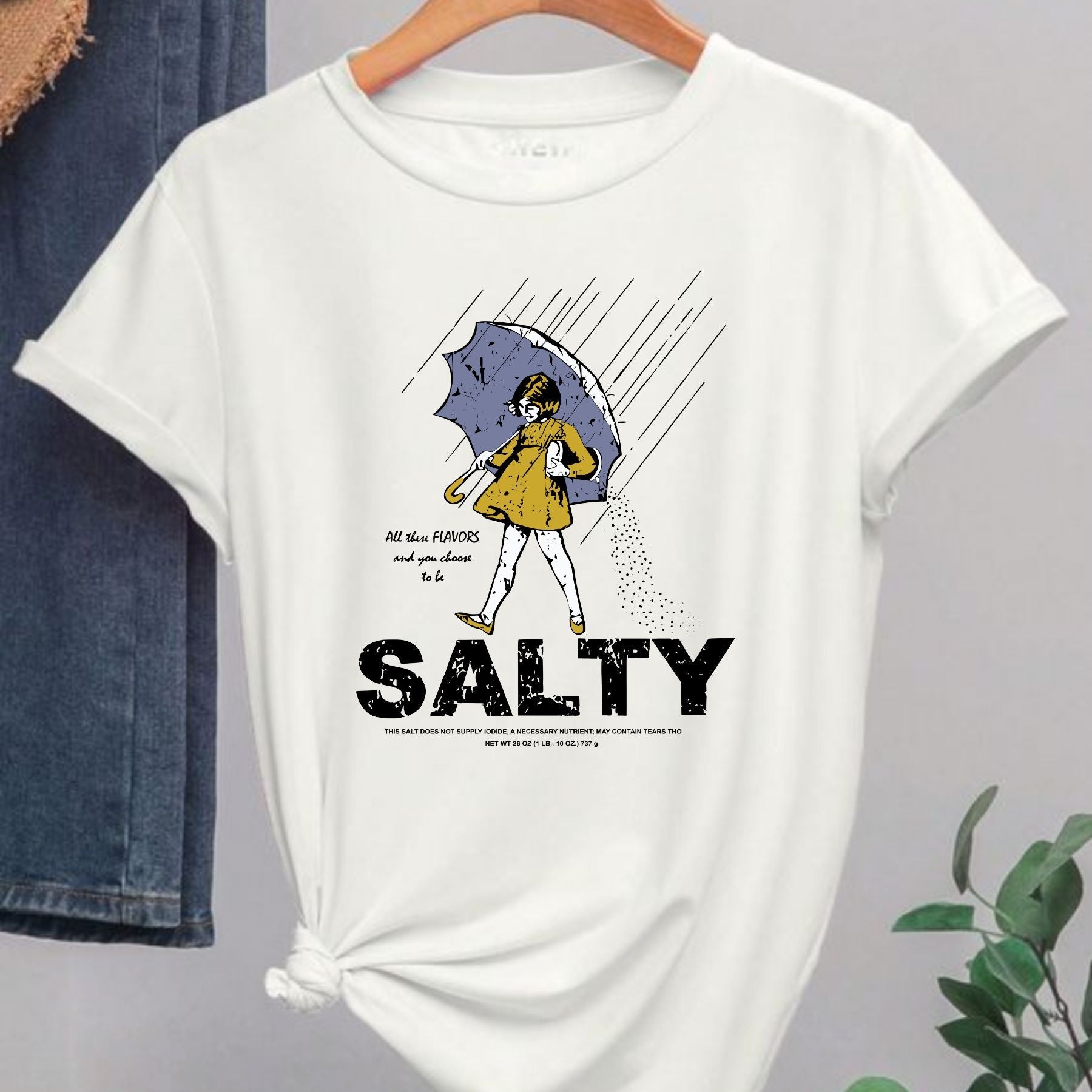 Pasimax Women's Retro Salty Girl Shirt - Casual Summer Gift Tee, Vintage Beach Apparel — detail close-up