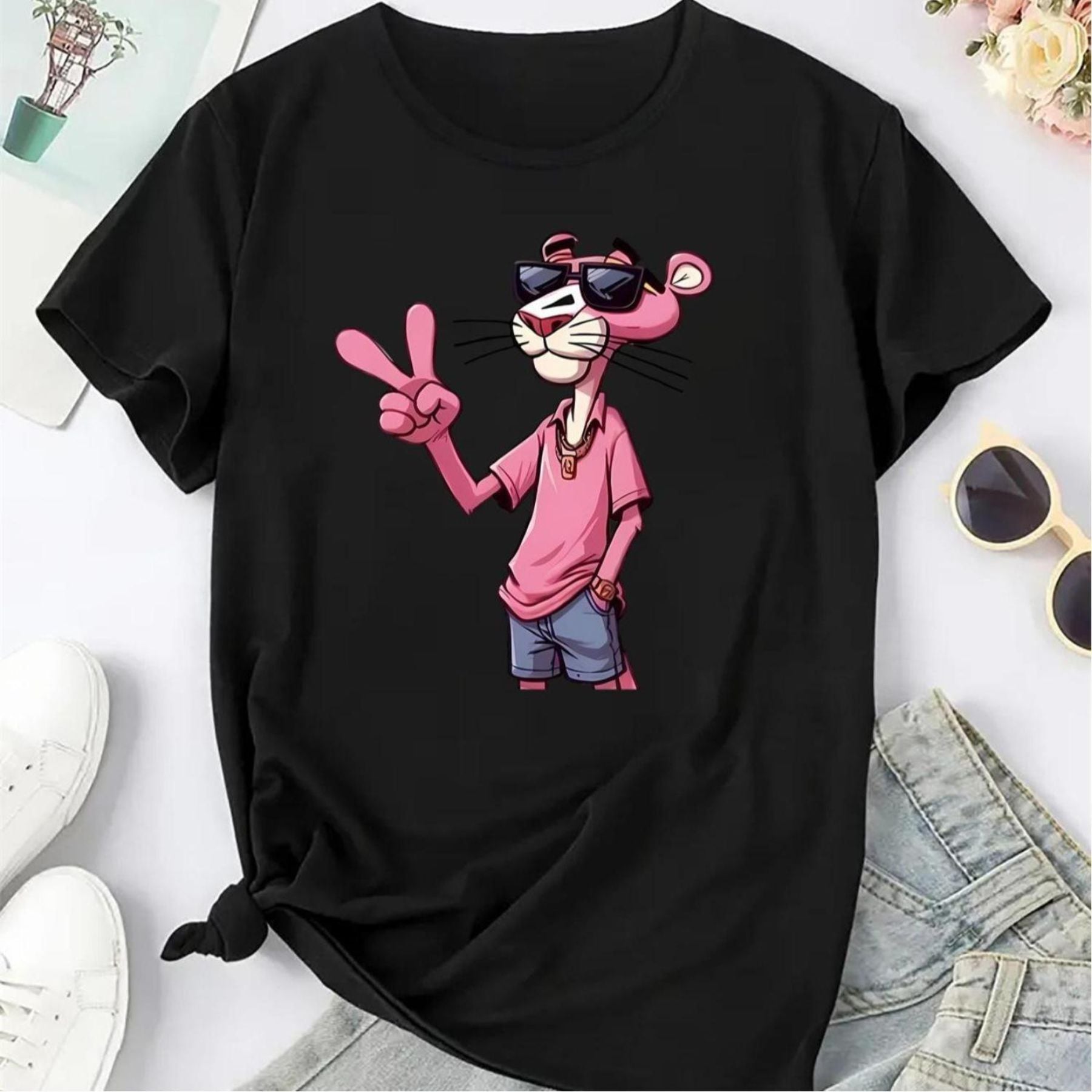 Pasimax Women's Pink Panther Tee — detail close-up