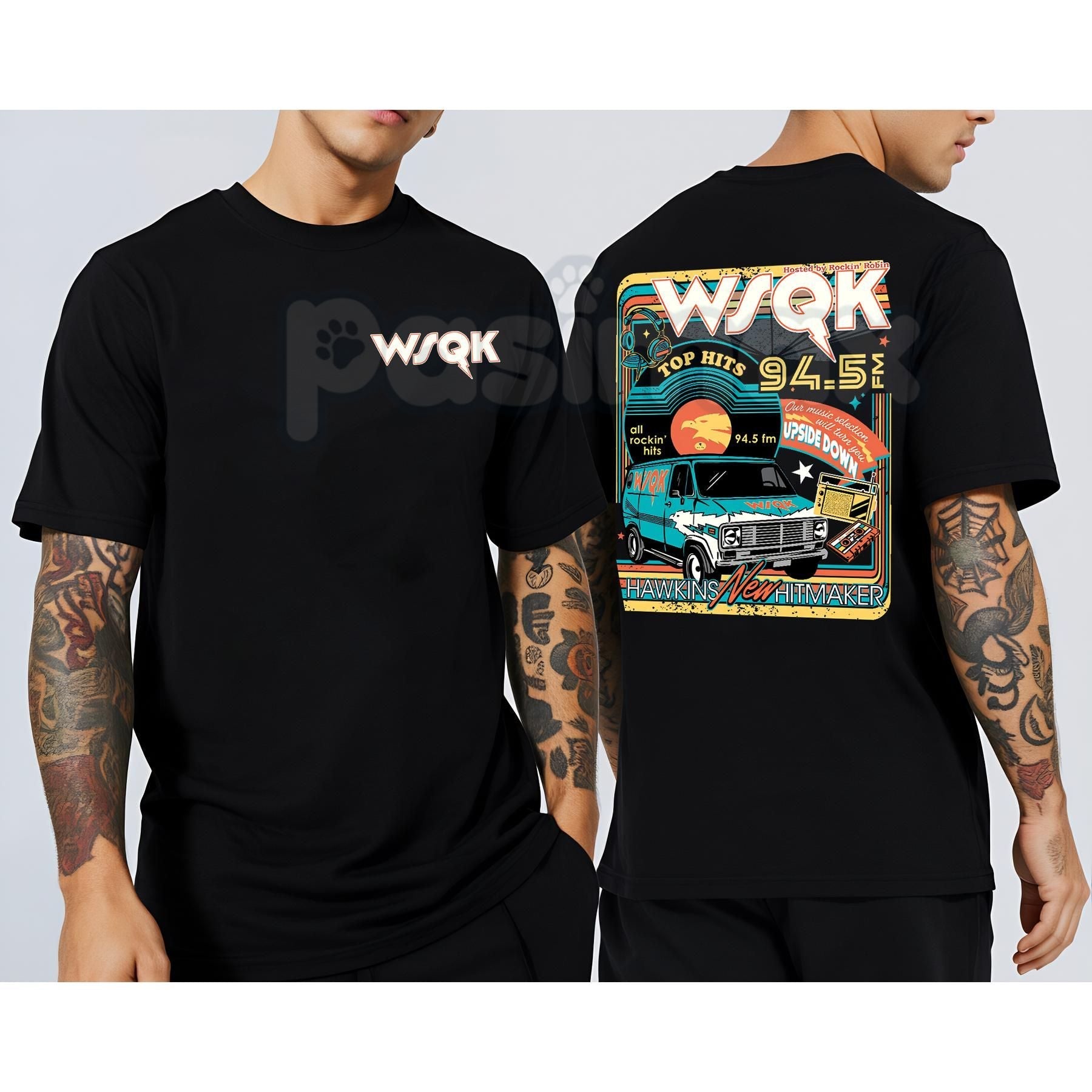 Pasimax WSQK Hawkins Hellfire Club T-Shirt - Vintage 80s Radio Style Graphic Tee, Funny Tabletop Gaming Fantasy Shirt, Eddie 