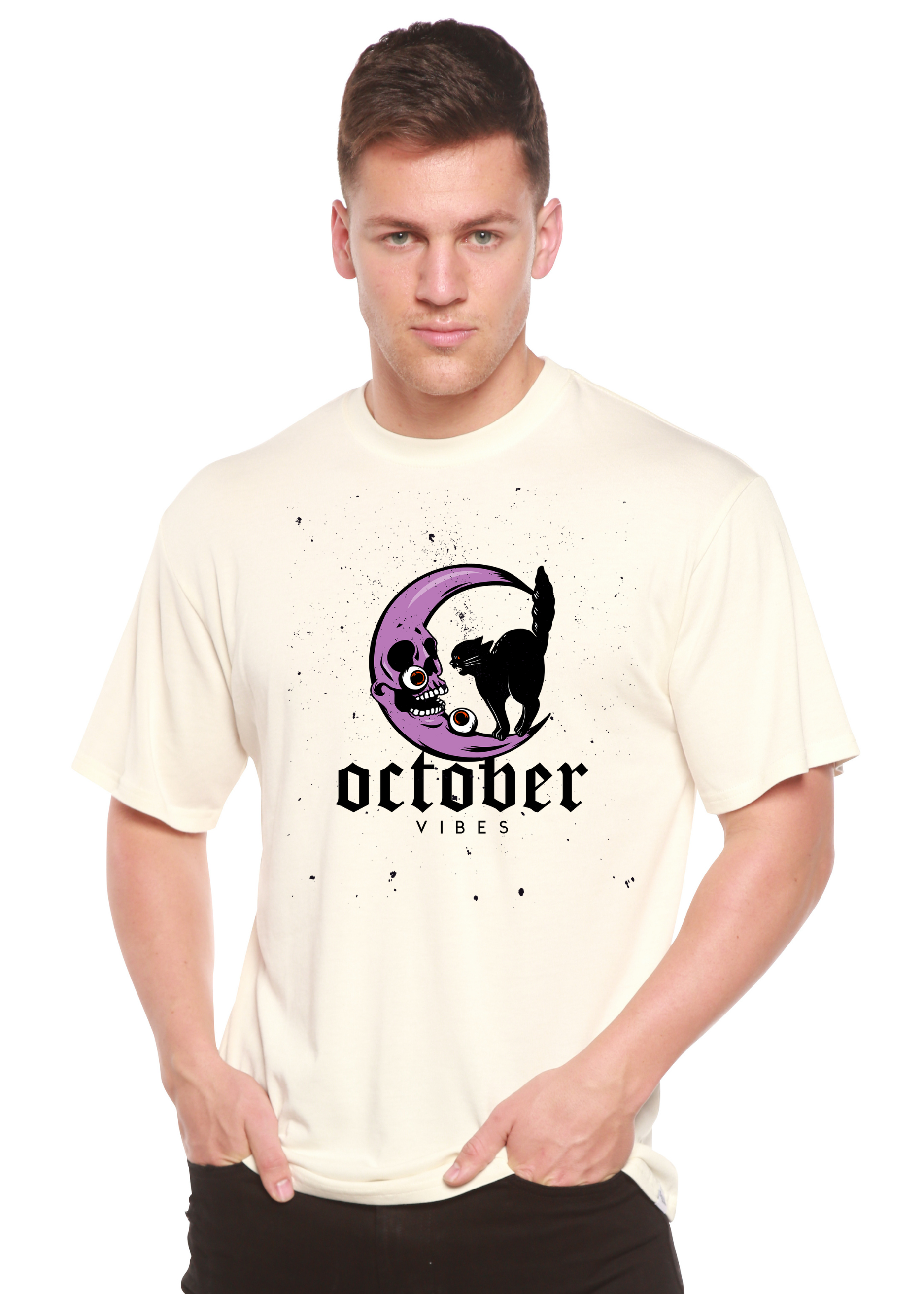 Spun Bamboo October Vibes Men's Bamboo Viscose/Organic Cotton Short Sleeve Graphic T-Shirt — back view