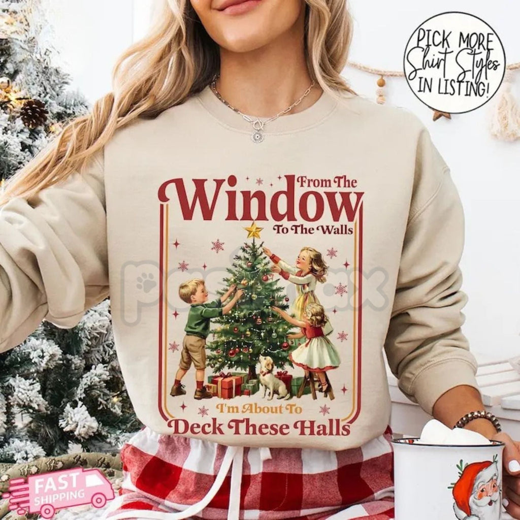 Pasimax Funny "Deck These Halls" Christmas Sweatshirt – Innuendo Holiday Humor Crewneck — detail close-up