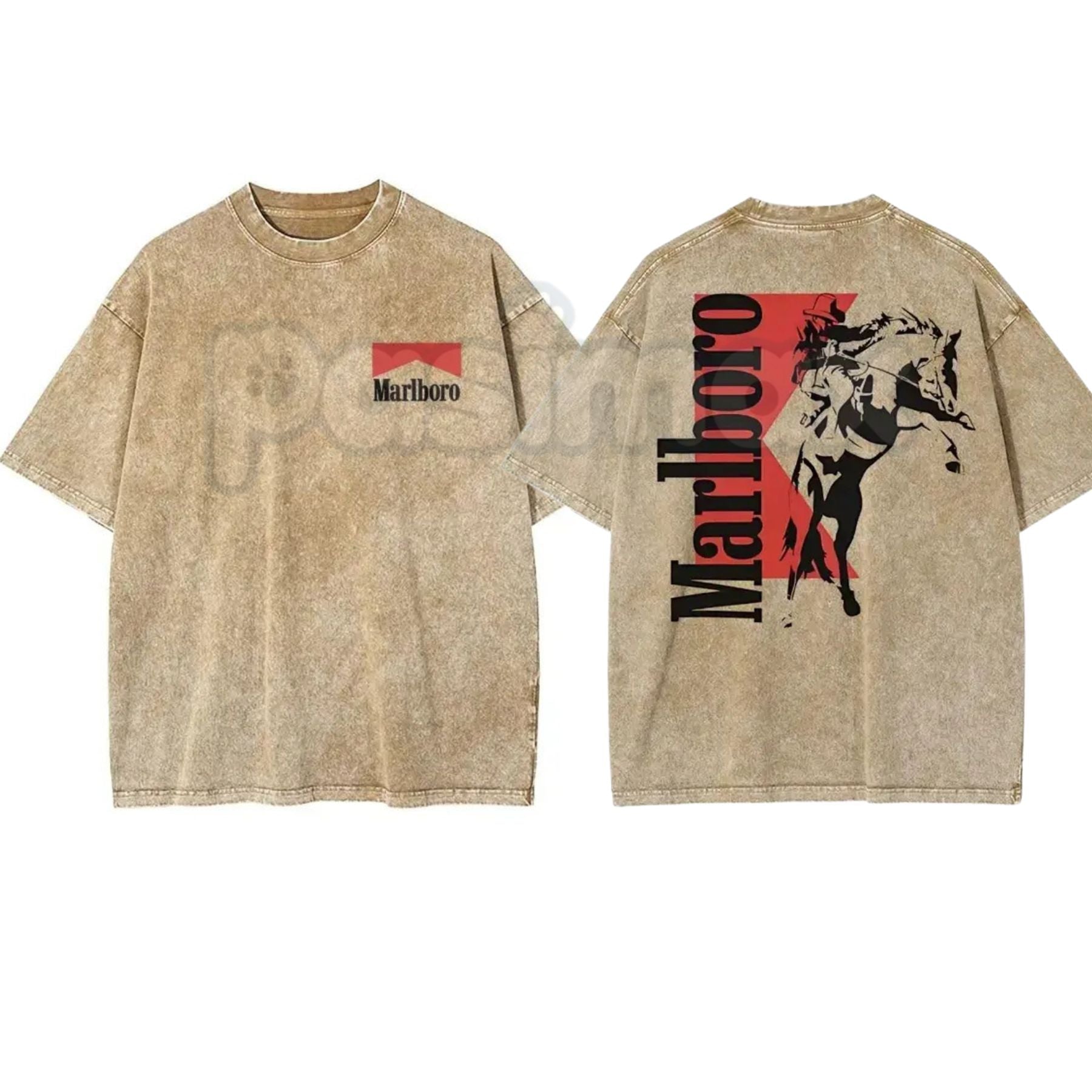 Bohemian Western-Style Washed T-Shirt – Unisex Retro Desert Graphic Tee, Lightweight Vintage Cotton Boho Chic Streetwear