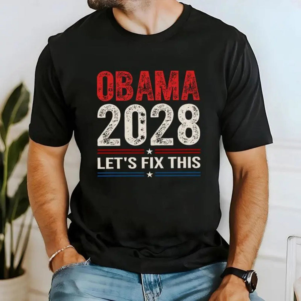 Pasimax Obama 2028 "Let's Fix This" T-Shirt — detail close-up