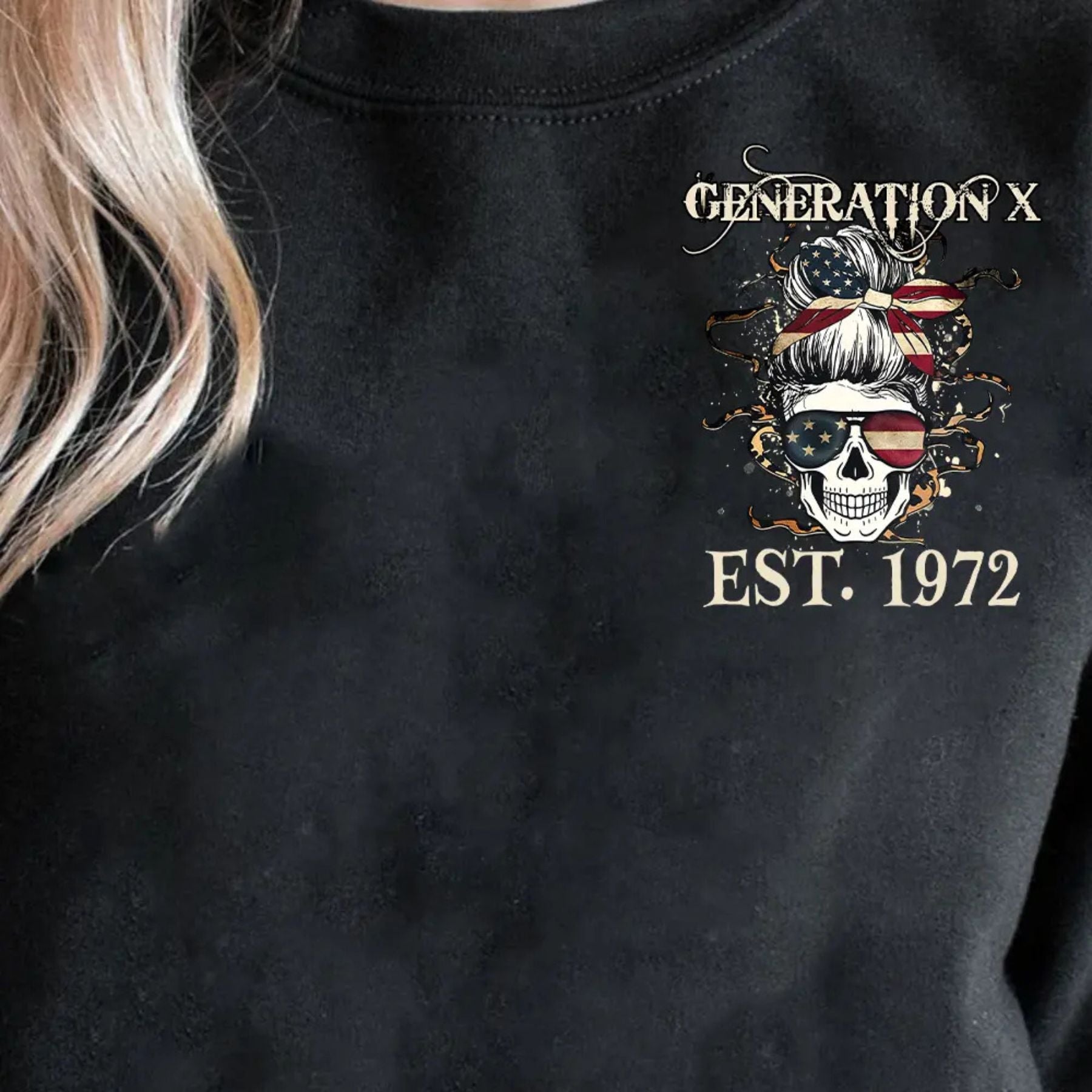 Pasimax Custom Year Gen X Skull Hoodie — detail close-up