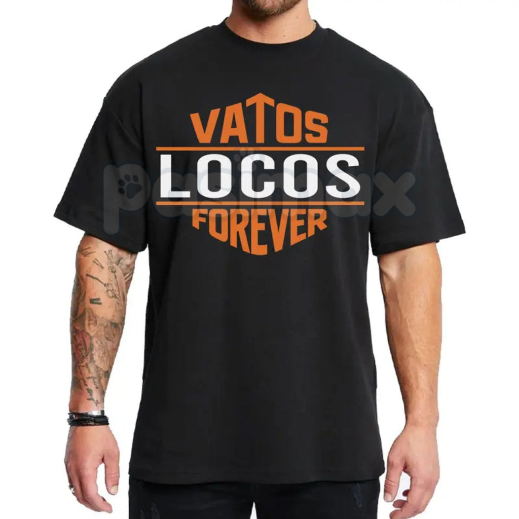Pasimax Vatos Locos Forever Shirt – Chicano OG Style Graphic Orange Design Hoodie & Streetwear Sweatshirt — detail close-up