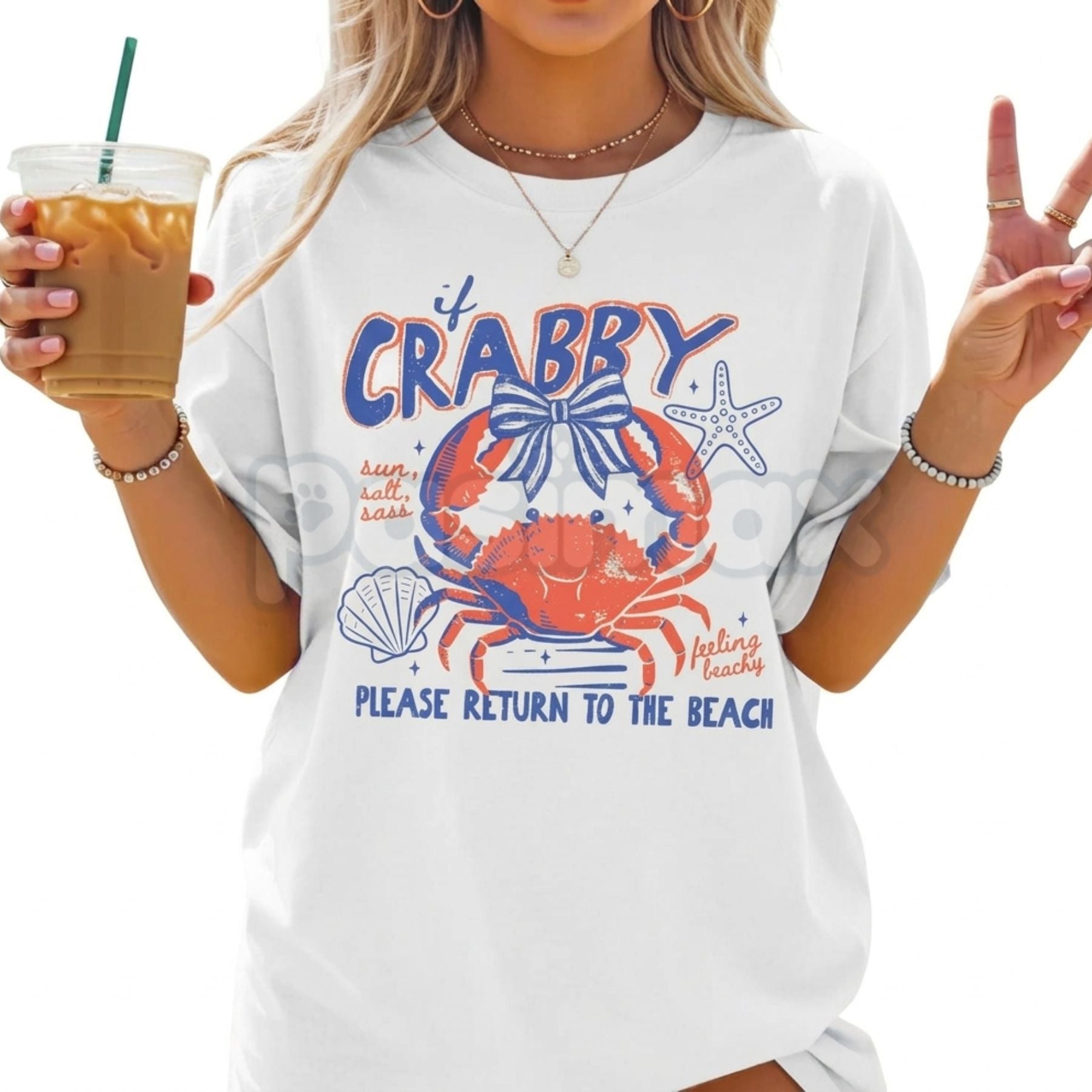 Comfort Colors® "If Crabby" Retro T-Shirt – Funny Sarcastic Women's Graphic Tee, Trendy Coastal Aesthetic Shirt, Humorous Nautical Gift for Her