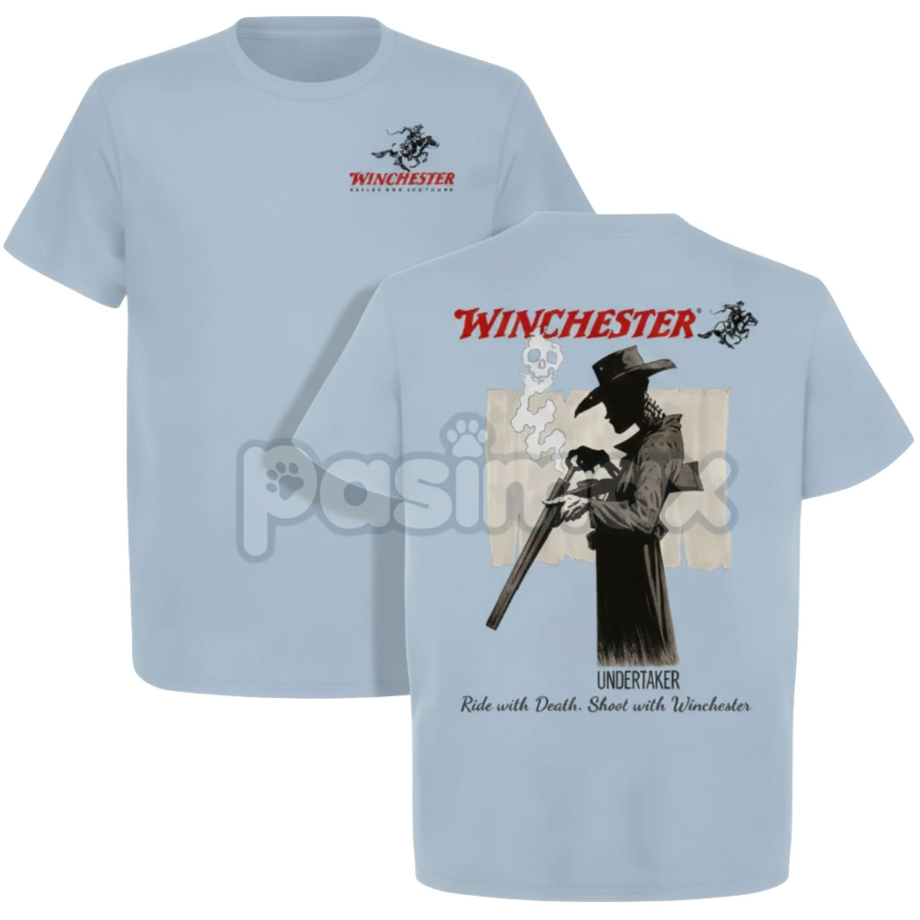 Pasimax Winchester Undertaker T-Shirt - Grim Reaper Cowboy Graphic Tee, Skull & Rifle Western Streetwear, Unique Vintage Top 