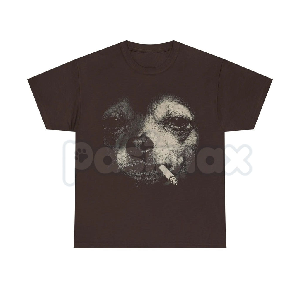 Funny Dog Smocking Graphic T-Shirt – Vintage Meme Dog Humor Tee, Premium 100% Cotton Retro Animal Streetwear Top, Soft Lived-In Heavyweight Irony Culture Shirt, Made in USA
