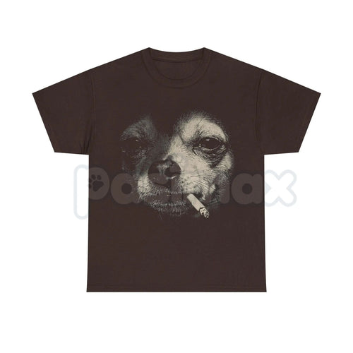 Funny Dog Smocking Graphic T-Shirt – Vintage Meme Dog Humor Tee, Premium 100% Cotton Retro Animal Streetwear Top, Soft Lived-In Heavyweight Irony Culture Shirt, Made in USA