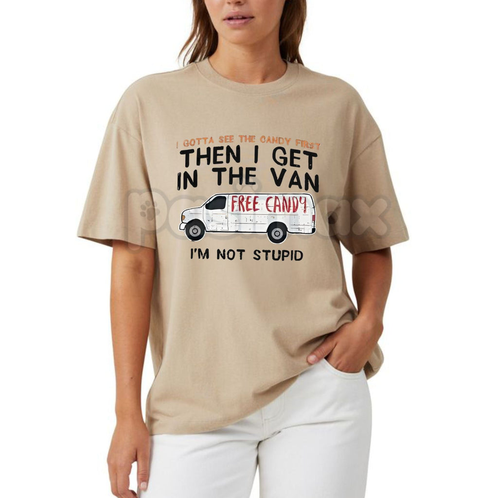Pasimax "I Gotta See The Candy First" Funny Dark Humor T-Shirt - Sarcastic Edgy Men's Graphic Tee, Dark Comedy Slogan Shirt, 