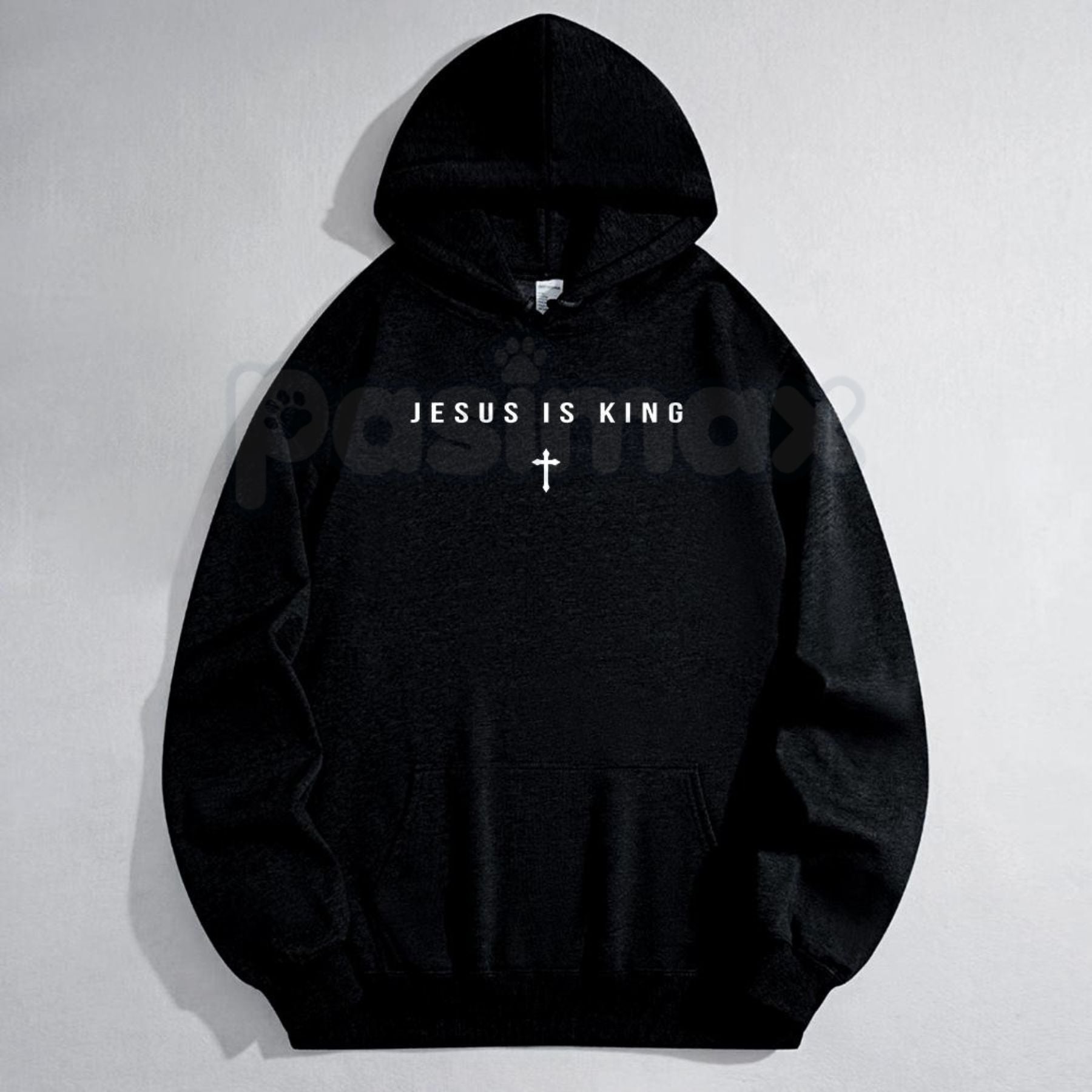 Pasimax Jesus Is King Cross Graphic Hoodie – Faith-Based Christian Apparel, Religious Statement Pullover, Unisex — detail clo