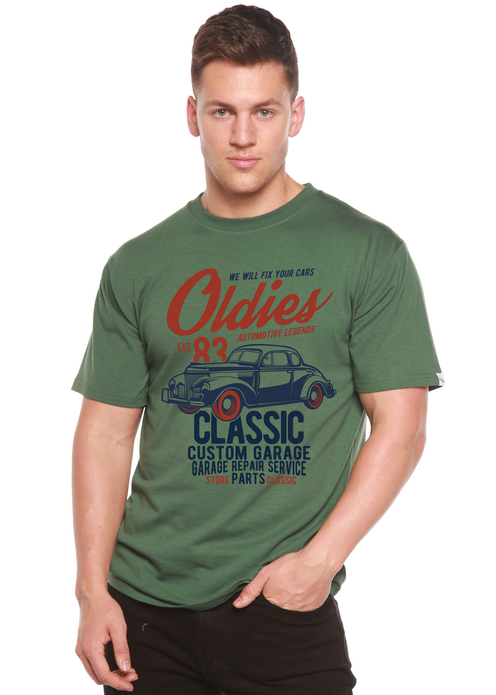 Spun Bamboo Oldies Spun Bamboo® Men's Bamboo Viscose/Organic Cotton Short Sleeve Graphic T-Shirt — alternative angle