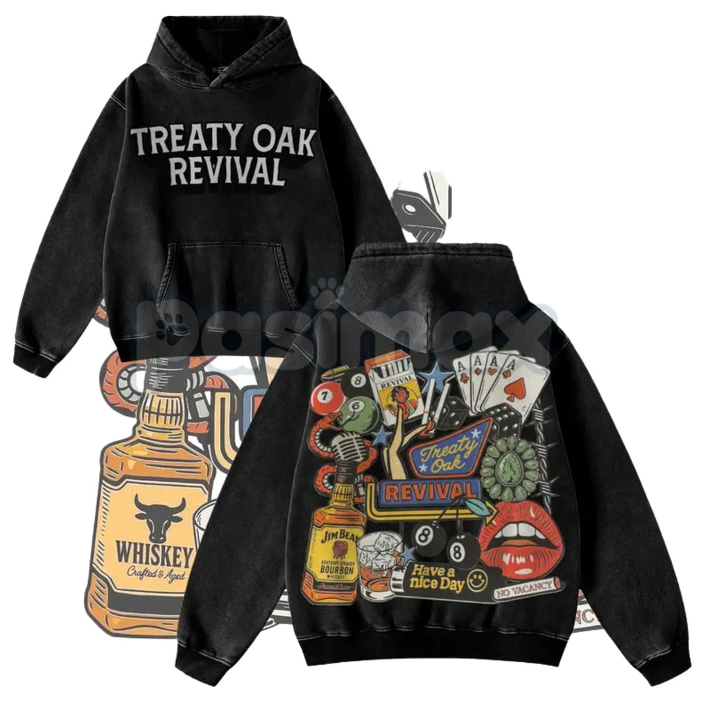 Pasimax Retro Treaty Oak Revival Western Hoodie – Vintage Washed Pullover, Classic Americana Streetwear — lifestyle context