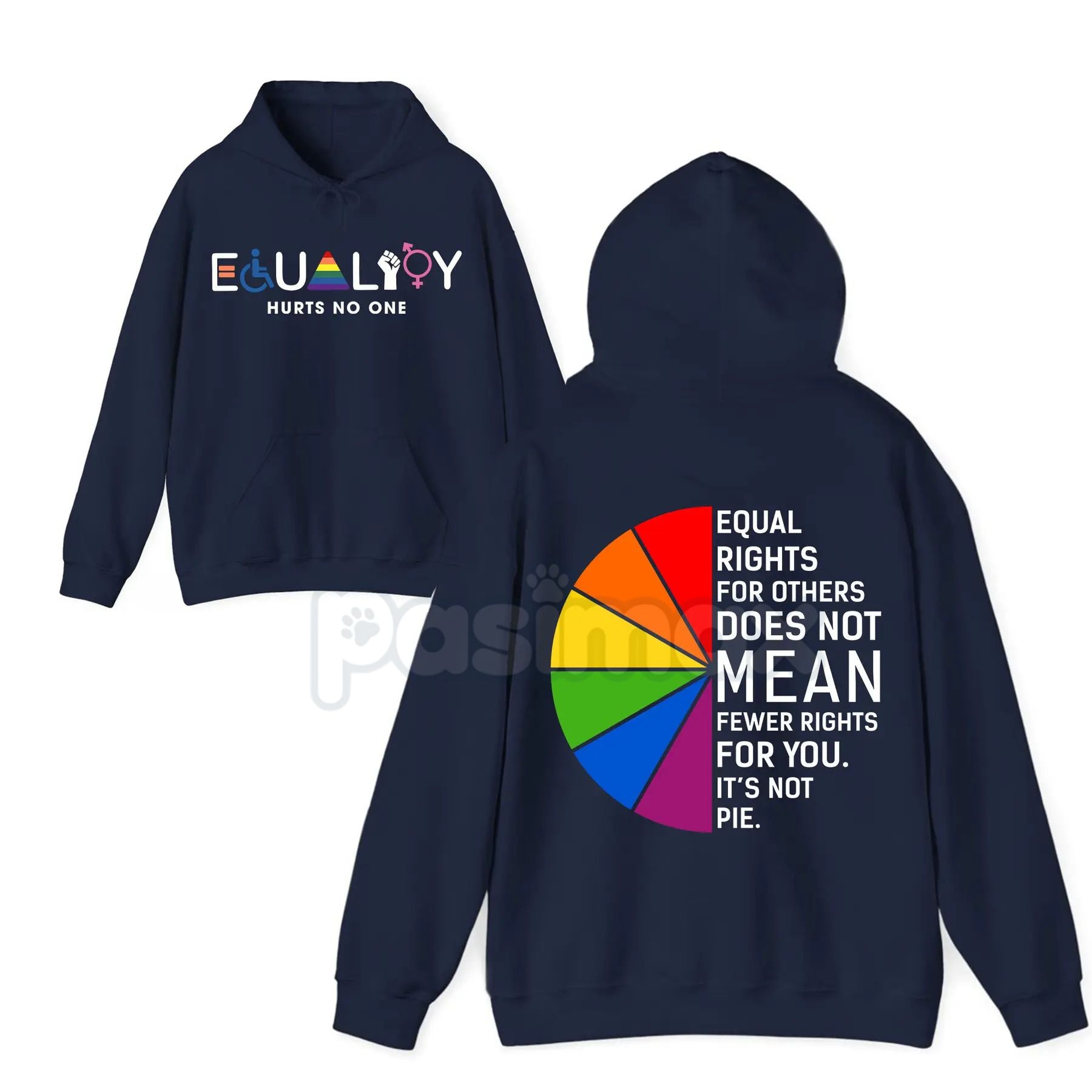 Pasimax Equality 2-Sided Hoodie – "Equal Rights For Others Doesn't Mean Fewer Rights For You" Statement Pullover, Social Just