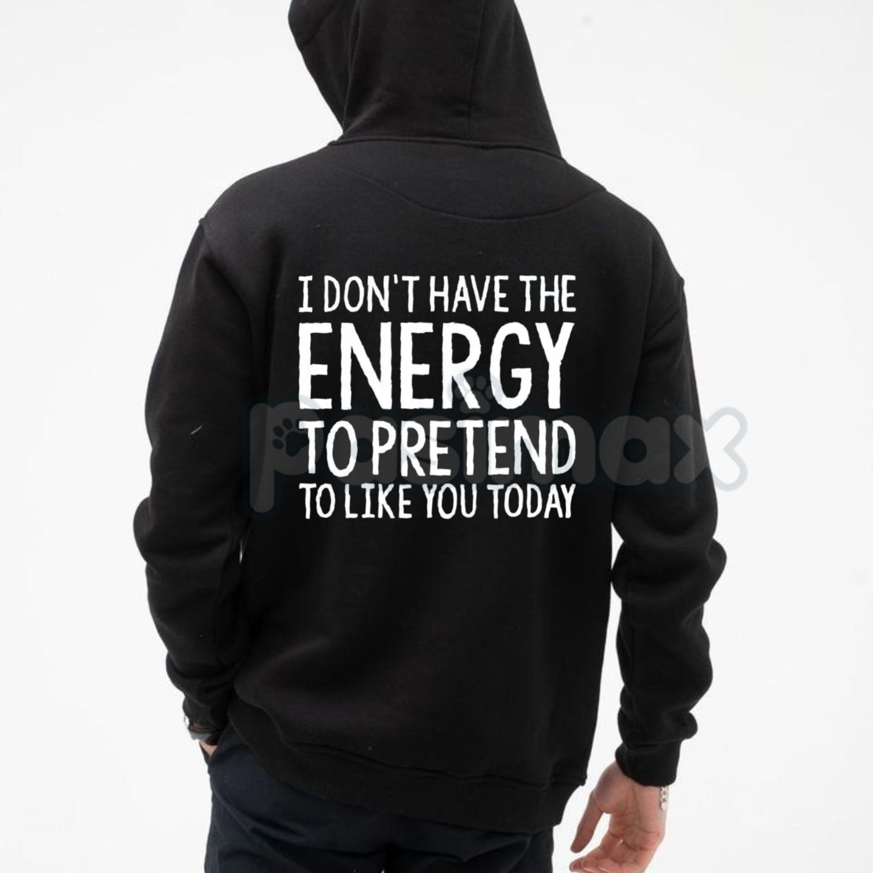 Pasimax "Too Tired for Fake People" Hoodie – Honest Slogan Pullover, Sarcastic Introvert Statement Apparel, Unisex — detail c