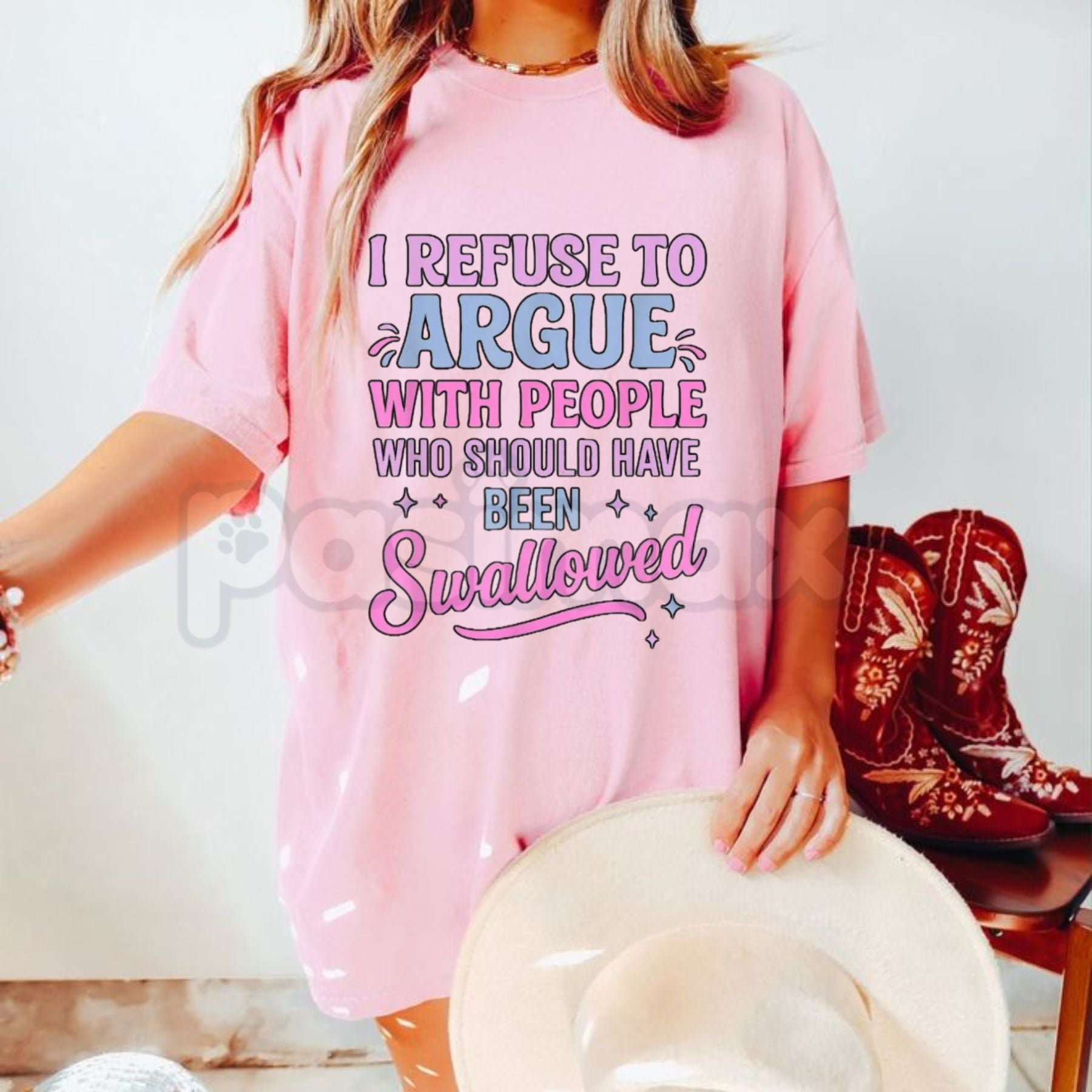 Pasimax "I Refuse To Argue With People Who Should Have Been Swallowed" T-Shirt - Funny Savage Sarcastic Graphic Tee, Premium 