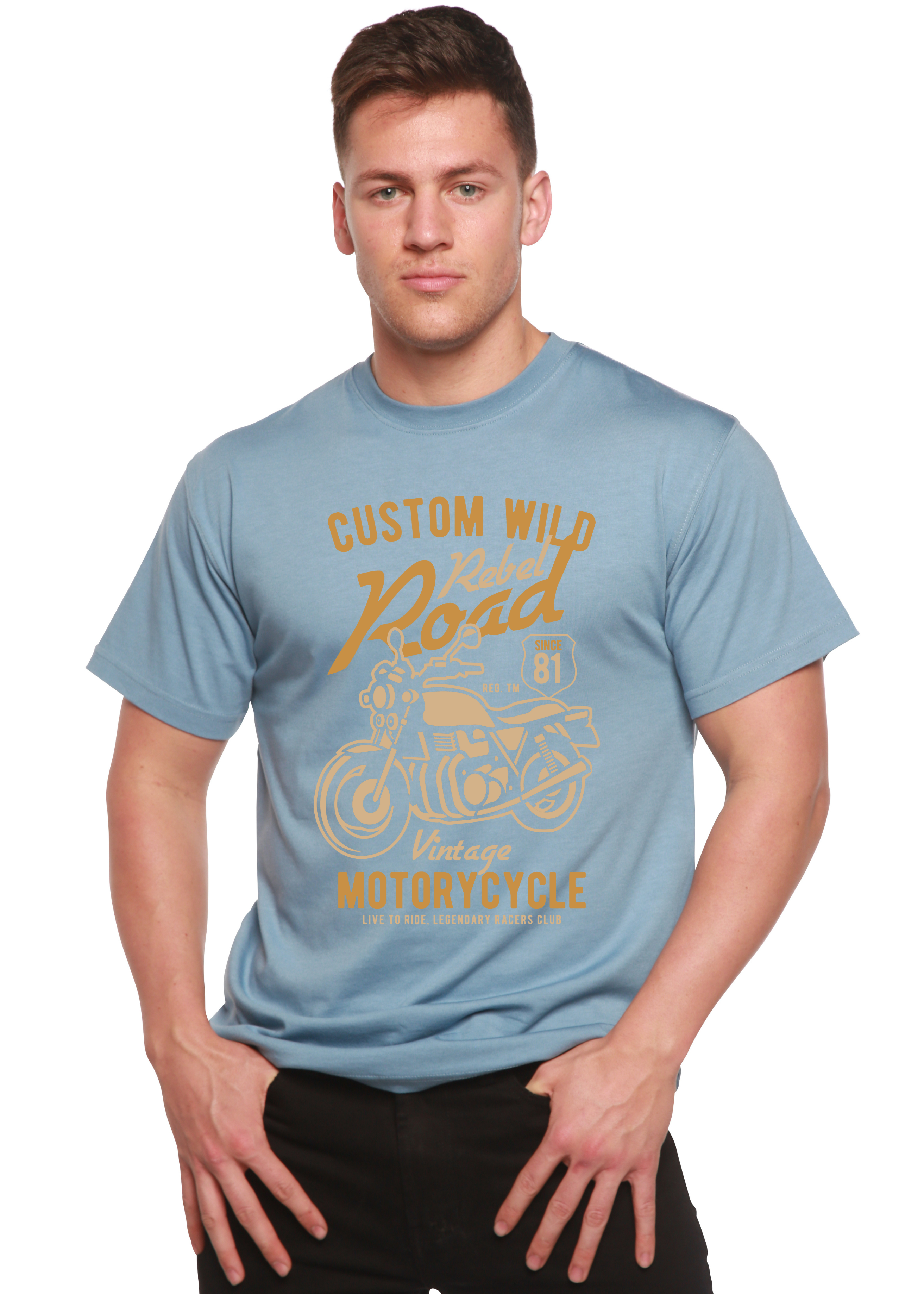 Spun Bamboo Custom Wild Men's Bamboo Viscose/Organic Cotton Short Sleeve Graphic T-Shirt — back view