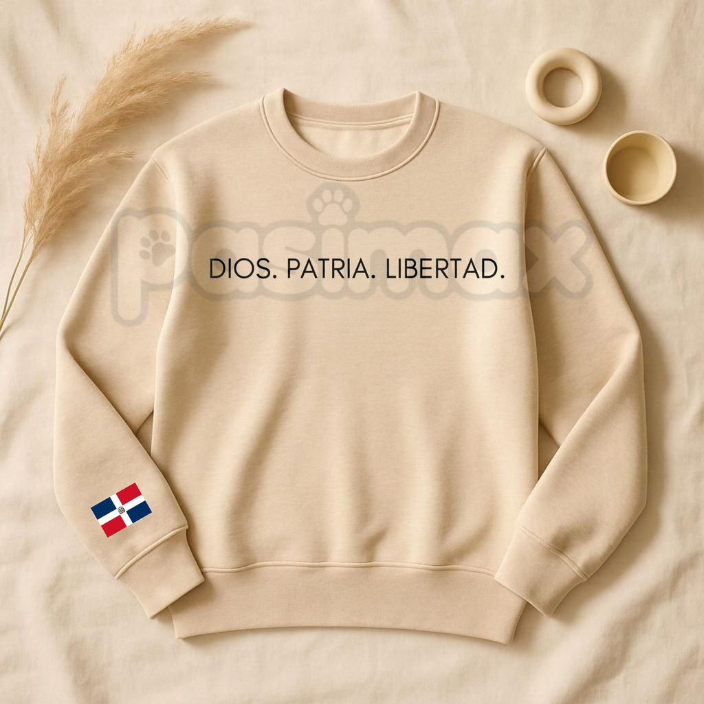 Pasimax DIOS.PATRIA.LIBERTAD Sweatshirt | Dominican Republic National Motto Jumper | Patriotic Spanish Pride Crewneck | DR He
