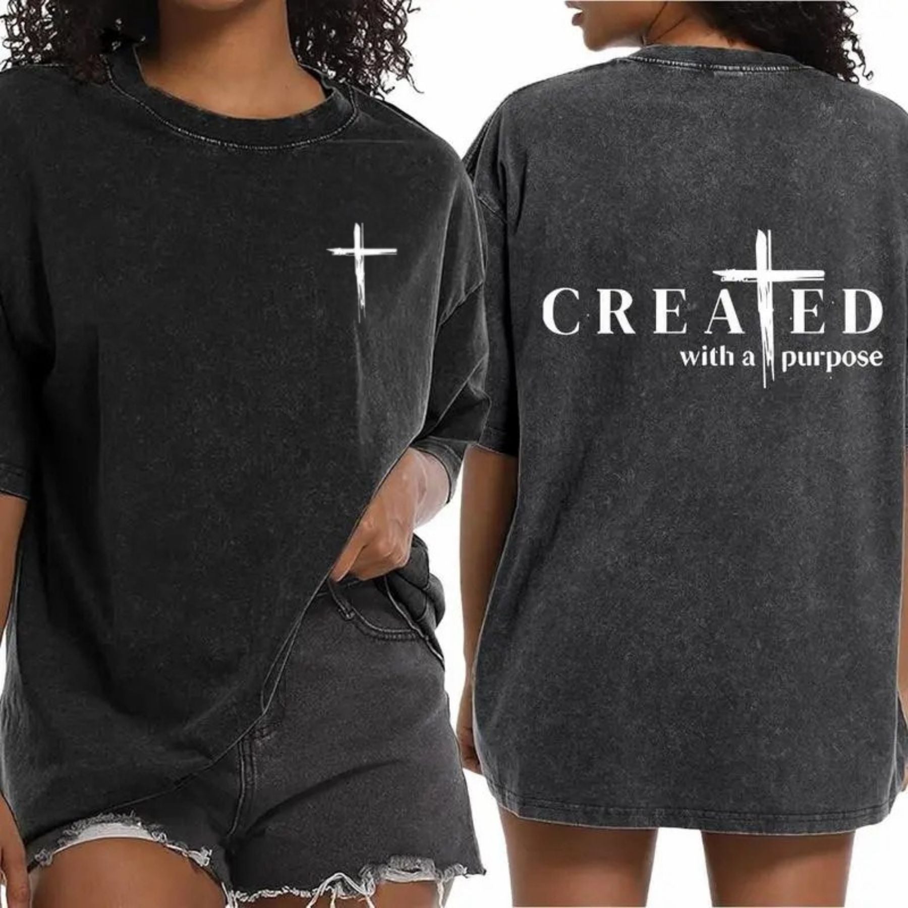 Pasimax "Created with a Purpose" Washed T-Shirt — side view