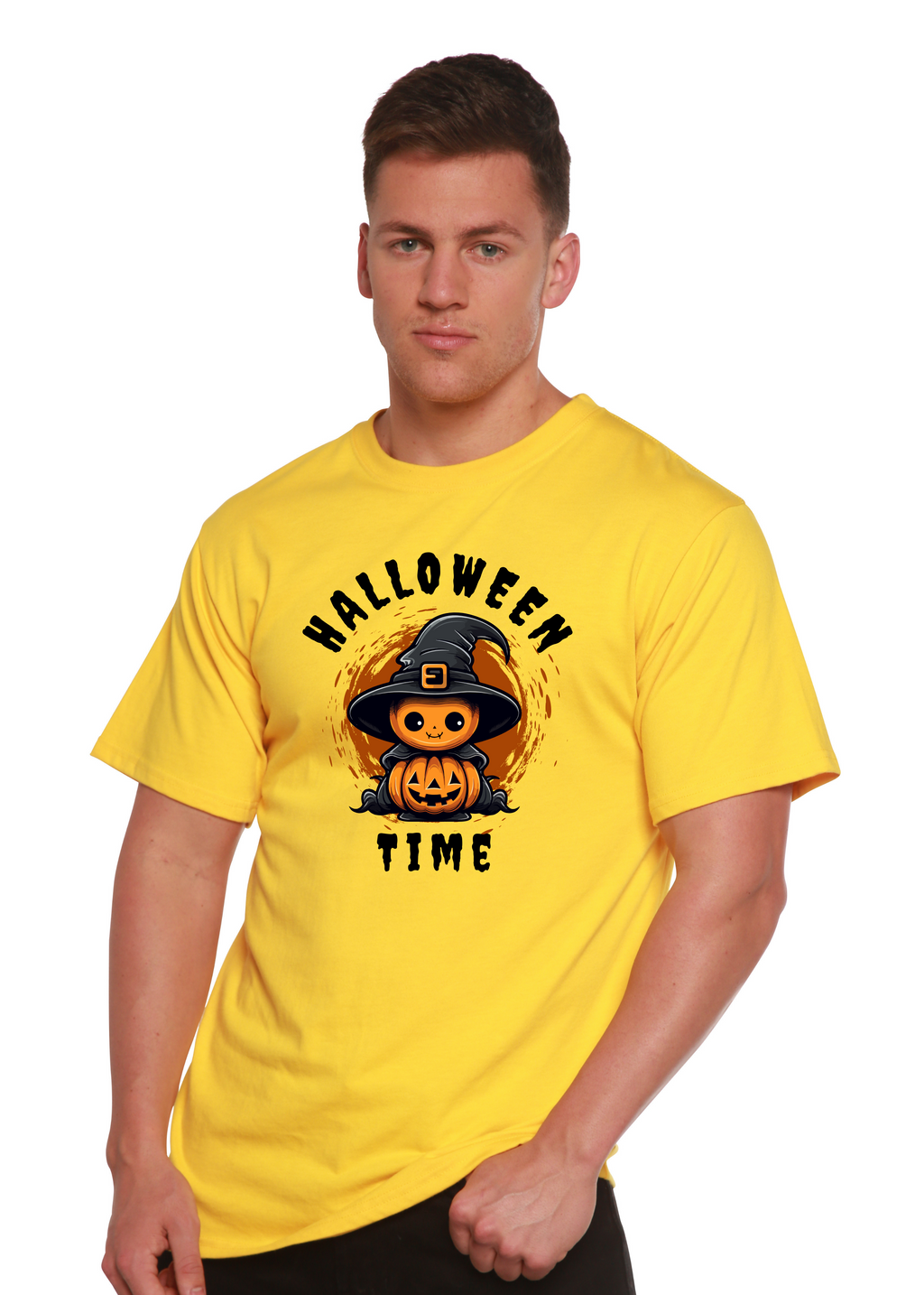 Spun Bamboo Halloween Time Unisex Bamboo Viscose/Organic Cotton Short Sleeve Graphic T-Shirt — color detail