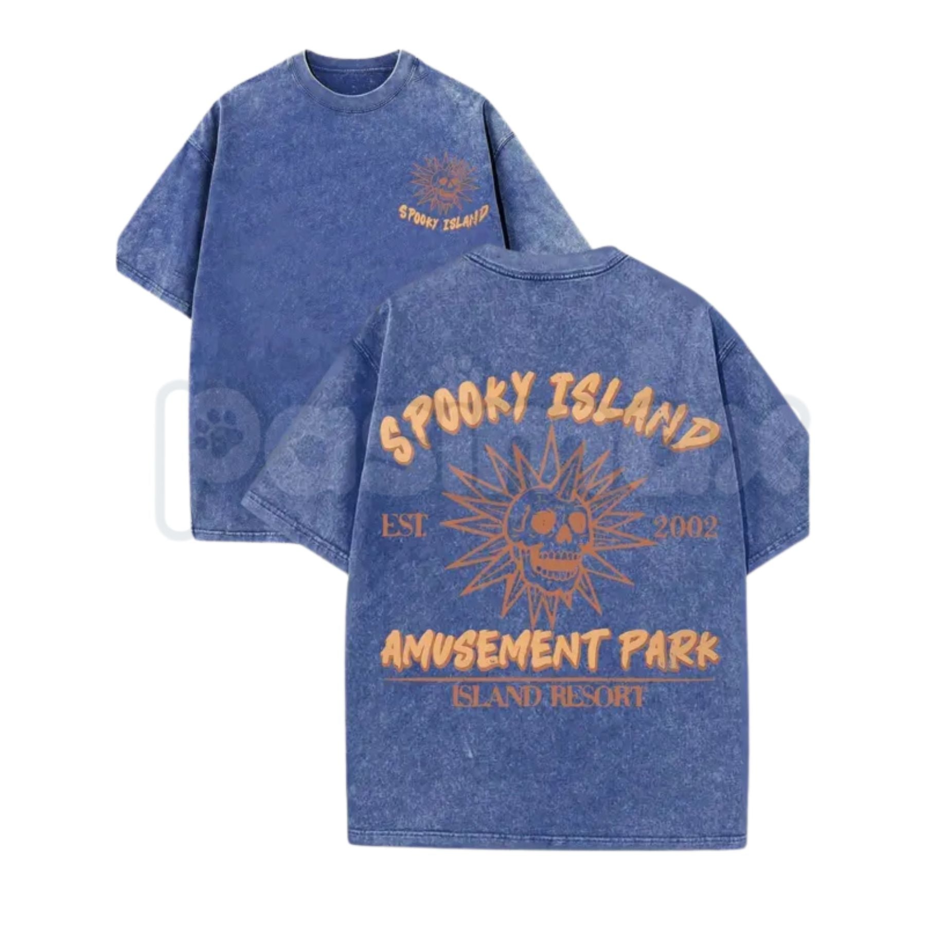 Spooky Island Ghost Amusement Park T-Shirt – Skull Vintage Washed Tee, Retro Haunted Holiday Lightweight Cotton Top, Weird Core Streetwear