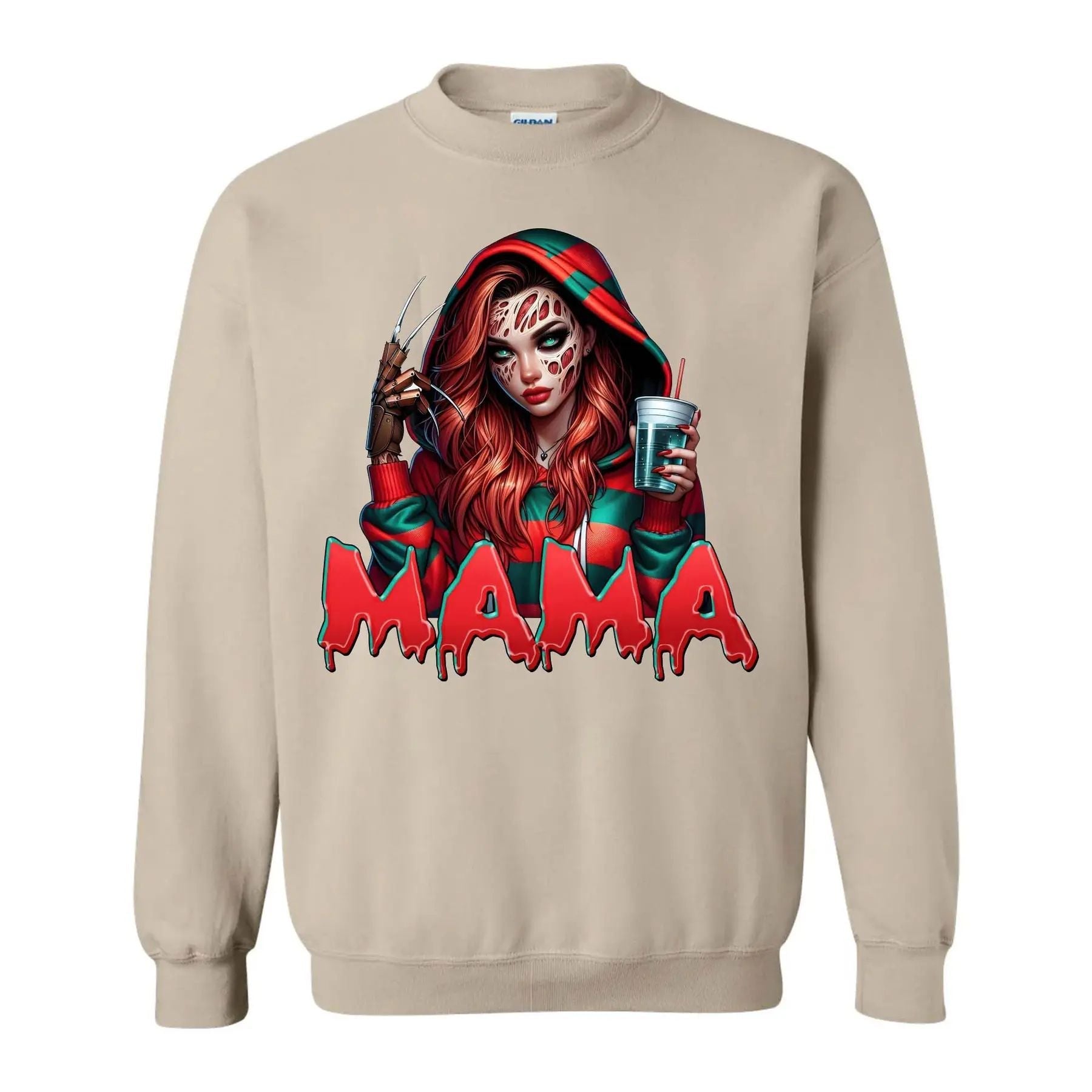 Pasimax Halloween Spooky Mama Sweatshirt – Cool & Funny Mom Gift — detail close-up