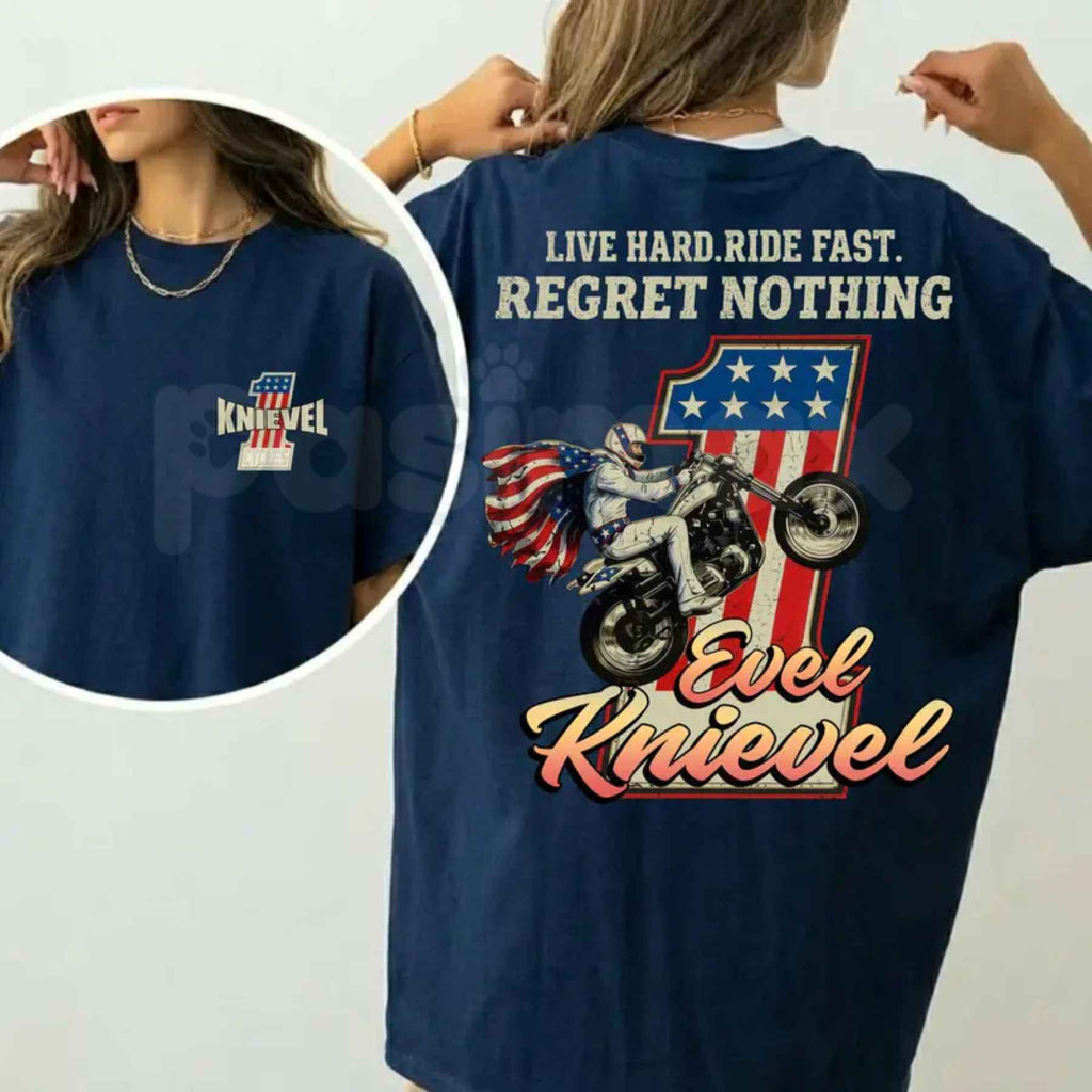Daredevil Legend Evel Knievel Tee – Live Hard Ride Fast T-Shirt, American Rider Unisex Cotton Shirt, Cool Biker Gift