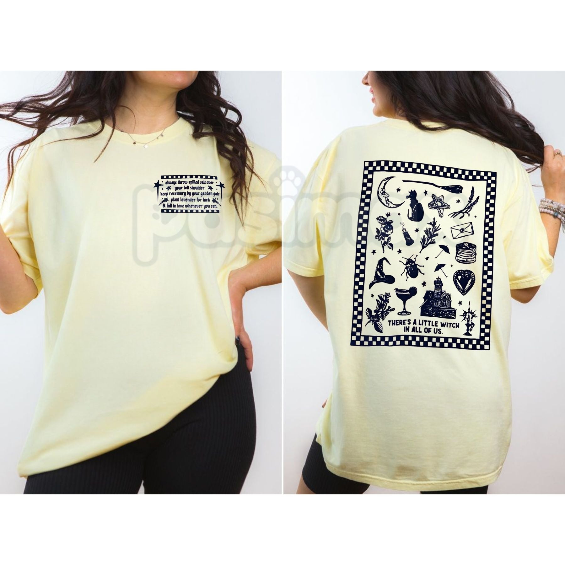 Pasimax Practical Magic Shirt – Midnight Margaritas Witch Tee, Vintage Comfort Colors® Halloween Aesthetic — detail close-up