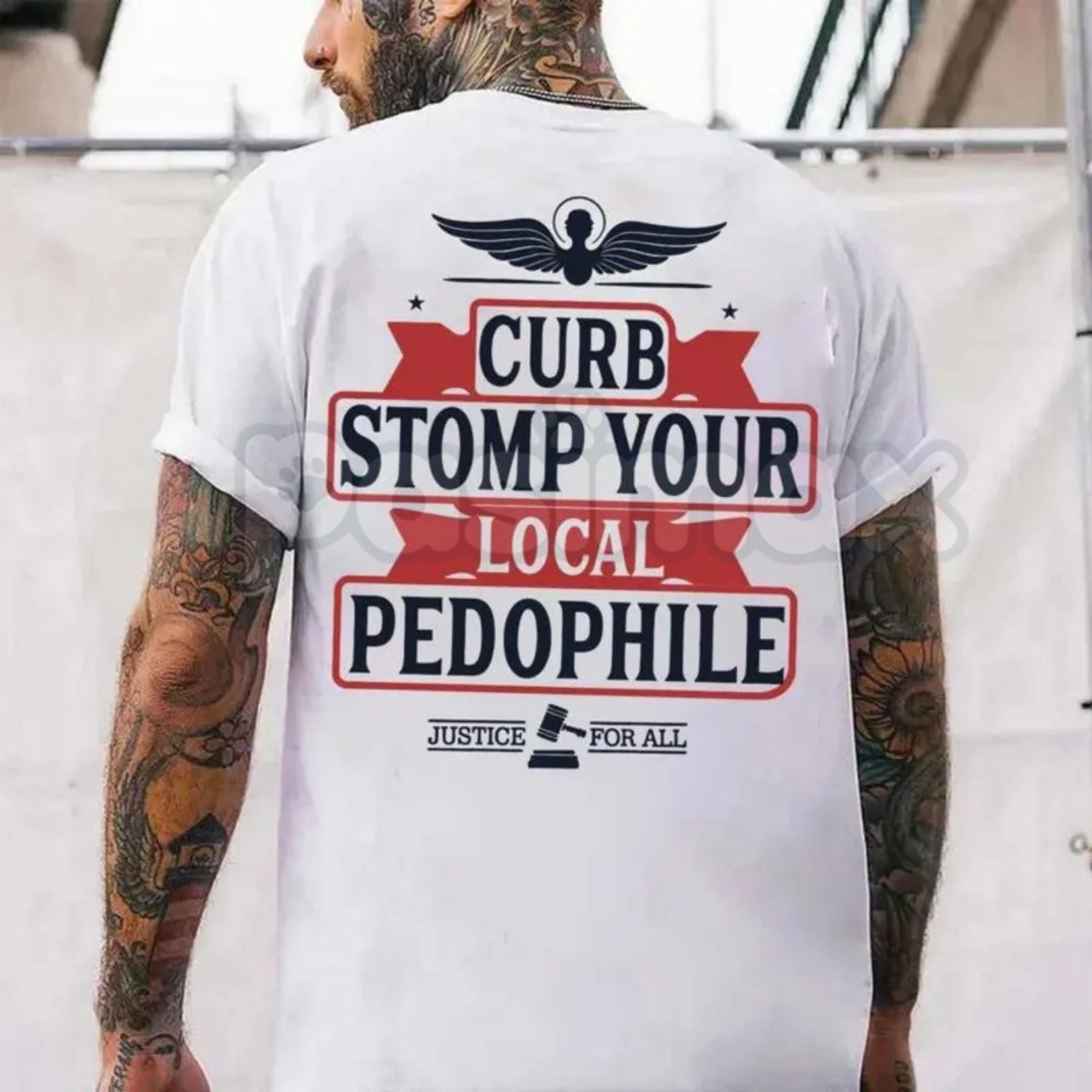 Pasimax "CURB STOMP" Men's Printed Graphic T-Shirt - Edgy Industrial Streetwear Tee, Heavyweight 100% Cotton Grunge Top, Dist