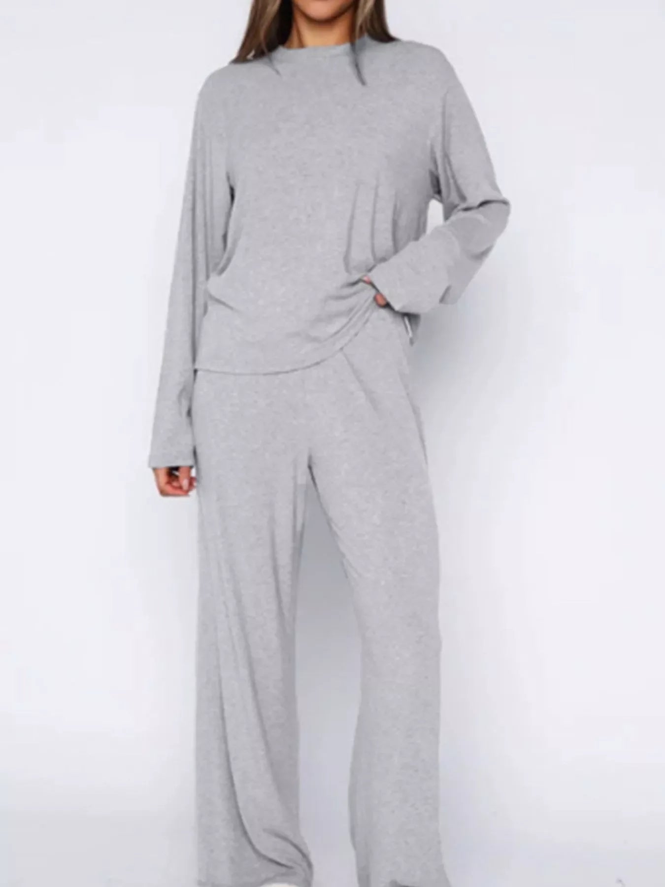 Relaxed Fit Long Sleeve Top and Pants Set