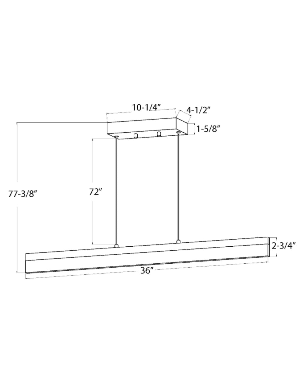 36"W 1-Light Linear Bar Ribbon LED Kitchen Island Light Fixture Brushed Nickel Finish Acrylic Shade – LampsUSA, view 3