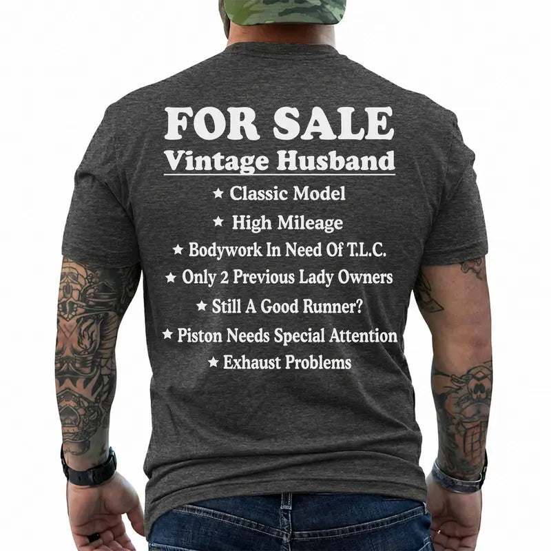 "Vintage Husband For Sale" T-Shirt – Funny Marriage Retro Graphic Tee