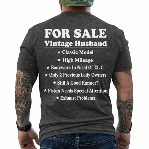 "Vintage Husband For Sale" T-Shirt – Funny Marriage Retro Graphic Tee