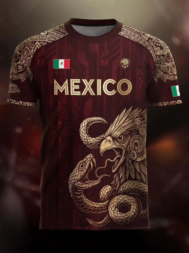 Mexico Aztec Eagle Heritage Soccer Jersey – All Over Print Men's Football Shirt, Mexican Pride Fan Apparel