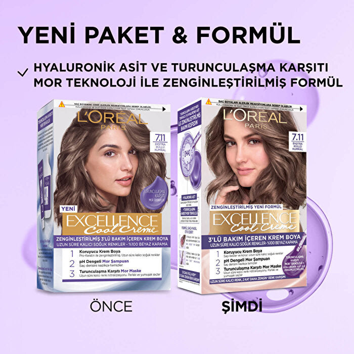 L'Oreal Paris Excellence Cool Creme Hair Color 7.11 - Extra Ash Brown | 100% Gray Coverage