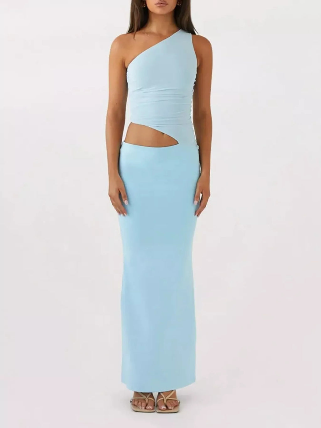 Full Size One-Shoulder Top and Maxi Skirt Set Plus Size