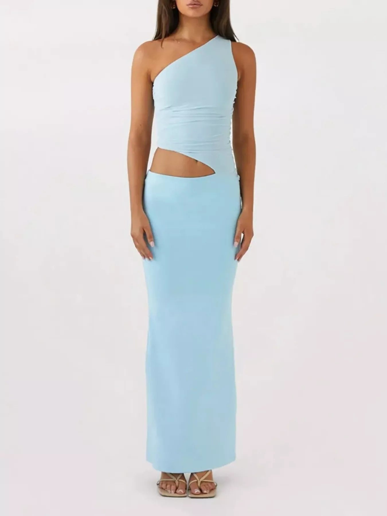 Full Size One-Shoulder Top and Maxi Skirt Set Plus Size