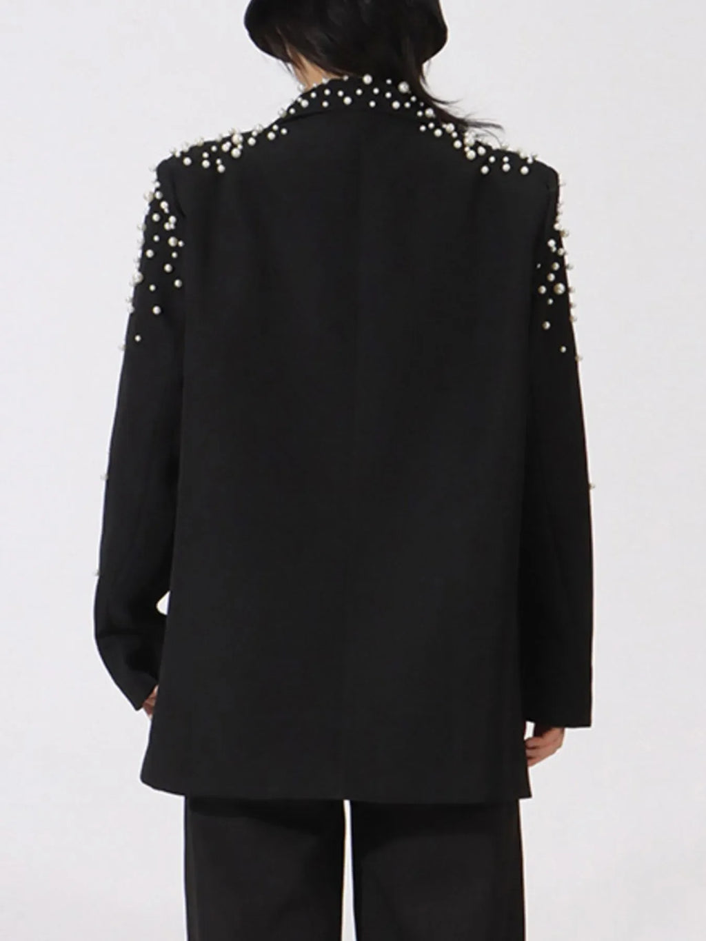 Pearl Embellished Double-Breasted Blazer
