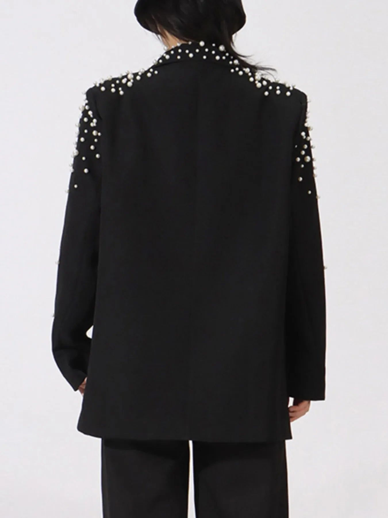 Pearl Embellished Double-Breasted Blazer