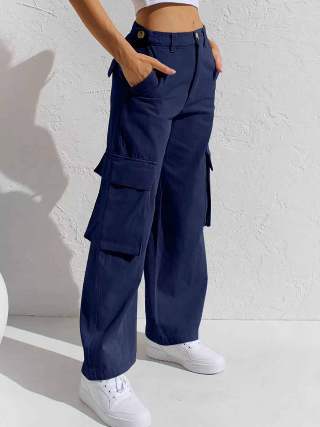 High-Waisted Wide Leg Cargo Jeans