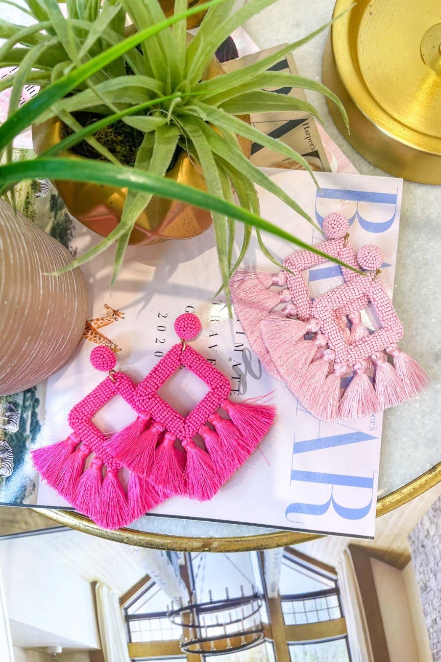 Pretty Little Patriot Pretty Little Patriot Hot Pink Ellie Fringe Drop Earrings — Pink detail
