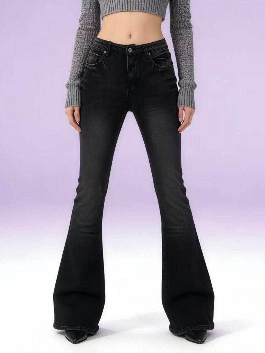 Full Size Vintage Wash High-Waisted Flare Jeans Plus Size